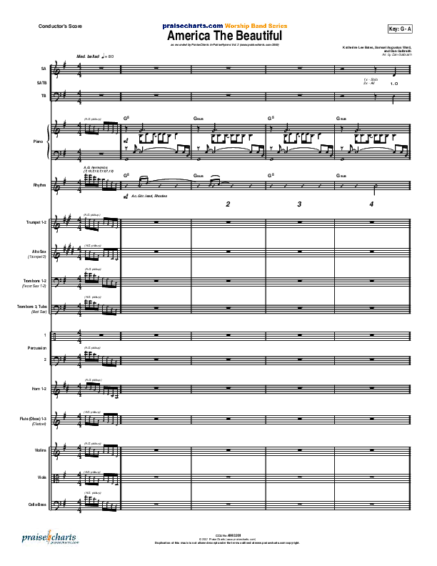 America The Beautiful Conductor's Score (PraiseCharts Band / Arr. Daniel Galbraith)