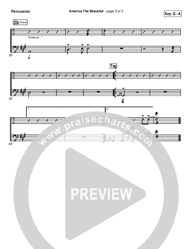 America The Beautiful Percussion (PraiseCharts Band / Arr. Daniel Galbraith)