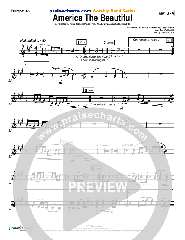 America The Beautiful Brass Pack (PraiseCharts Band / Arr. Daniel Galbraith)