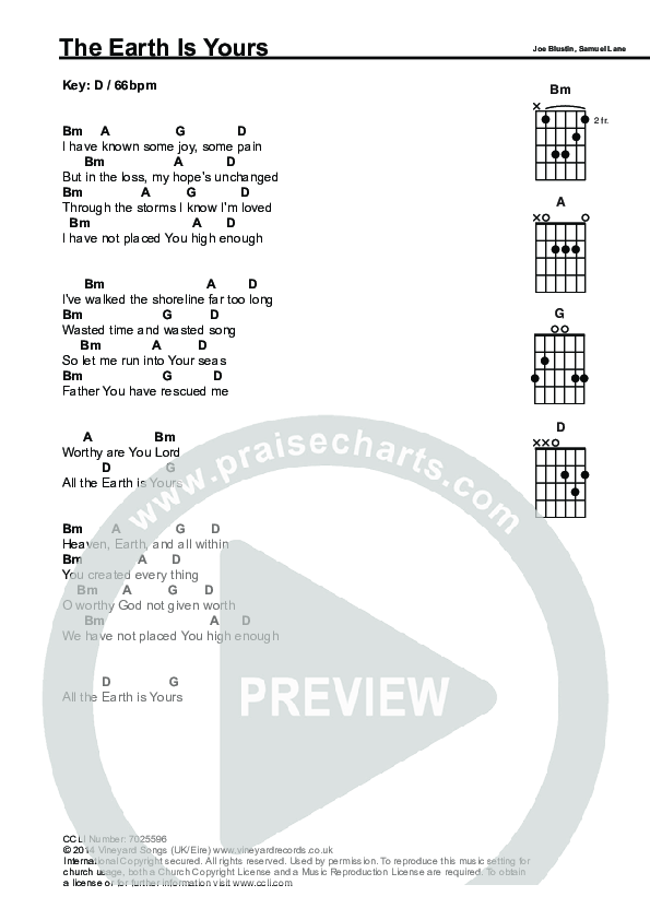 The Earth Is Yours Chords & Lyrics (Vineyard UK)