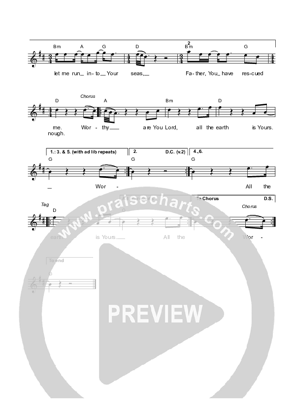 The Earth Is Yours Lead Sheet (Vineyard UK)