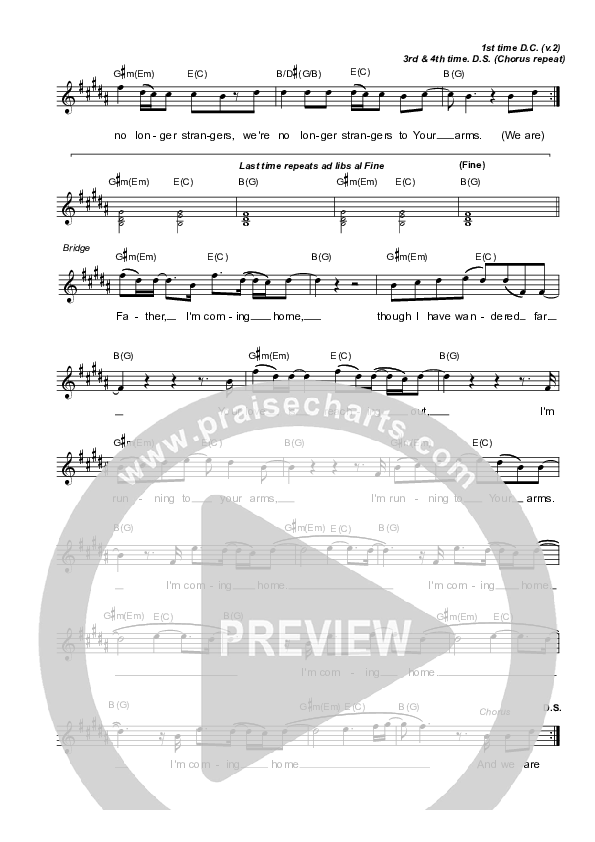 No Longer Strangers Lead Sheet (Vineyard UK)