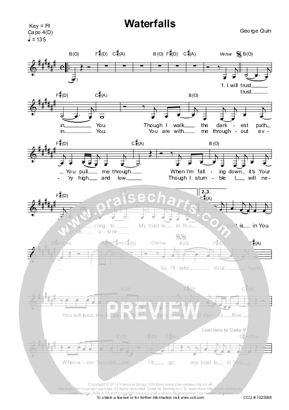 Waterfalls Lead Sheet (Vineyard UK)