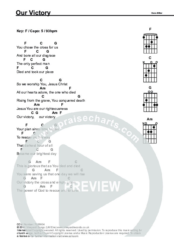 Our Victory Chords & Lyrics (Vineyard UK)