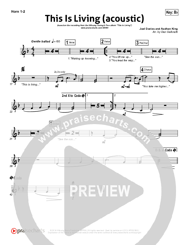 This Is Living  French Horn 1/2 (Hillsong Young & Free)