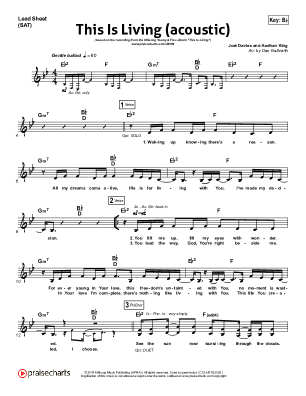 This Is Living  Lead Sheet (SAT) (Hillsong Young & Free)