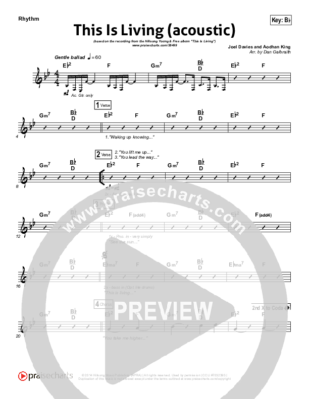 This Is Living  Rhythm Chart (Hillsong Young & Free)