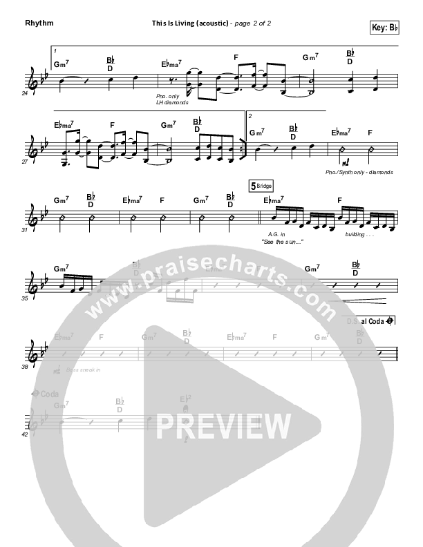 This Is Living  Rhythm Chart (Hillsong Young & Free)