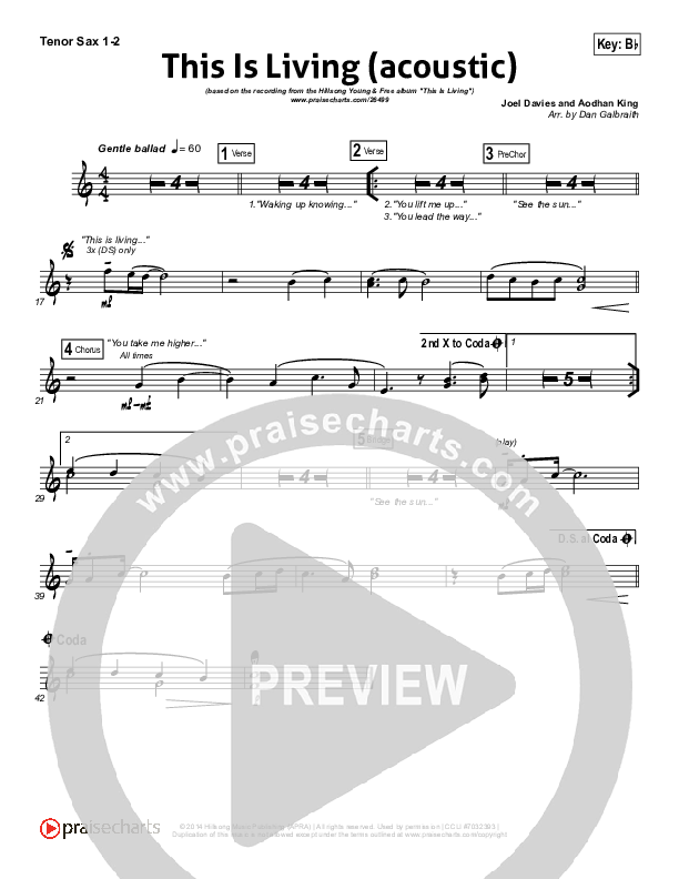This Is Living  Tenor Sax 1/2 (Hillsong Young & Free)