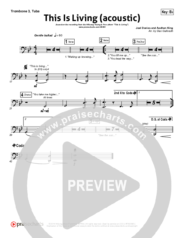 This Is Living Trombone 3/Tuba (Hillsong Young & Free)