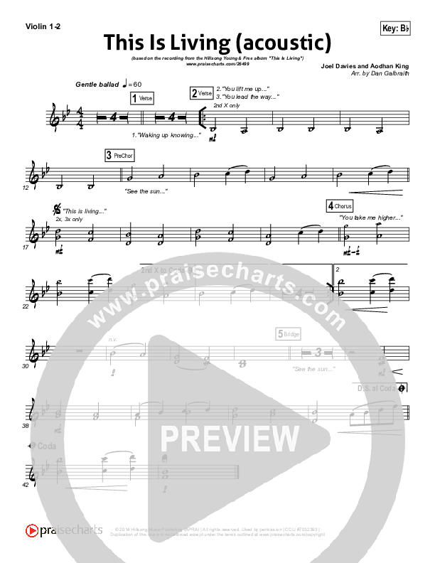 This Is Living  Violin 1/2 (Hillsong Young & Free)