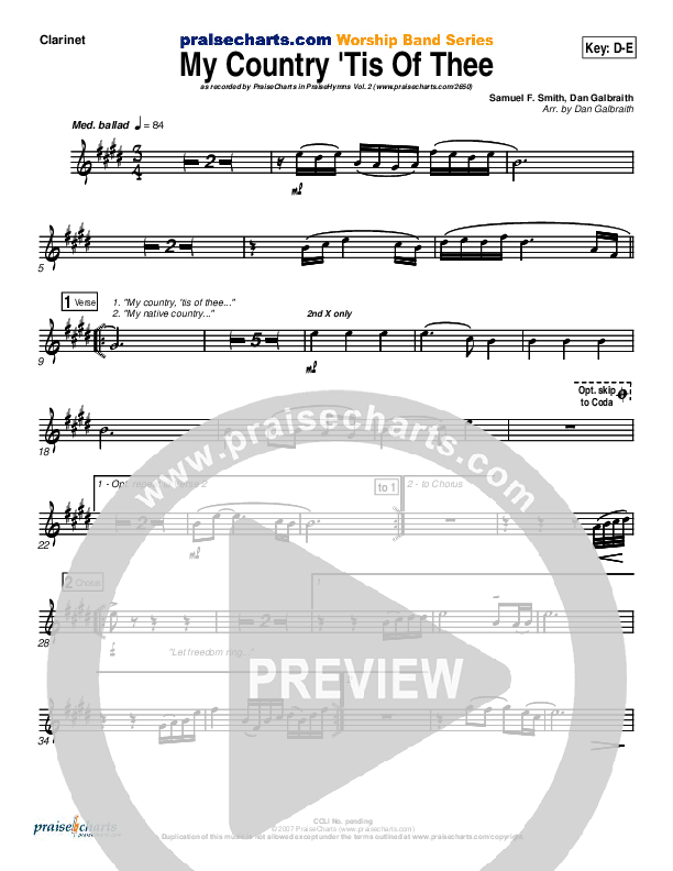 My Country Tis Of Thee Wind Pack (PraiseCharts Band / Arr. Daniel Galbraith)