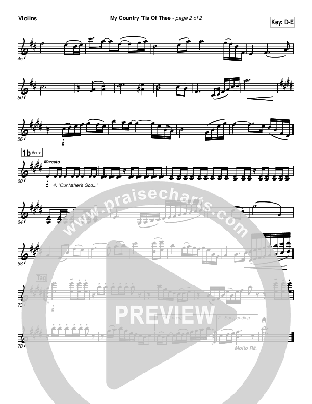 My Country Tis Of Thee Violins (PraiseCharts Band / Arr. Daniel Galbraith)