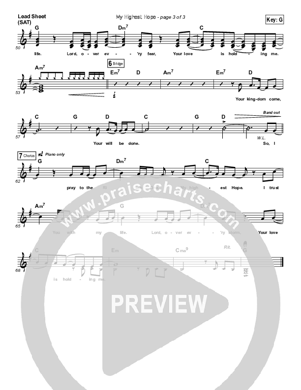 My Highest Hope Lead Sheet (Darlene Zschech)
