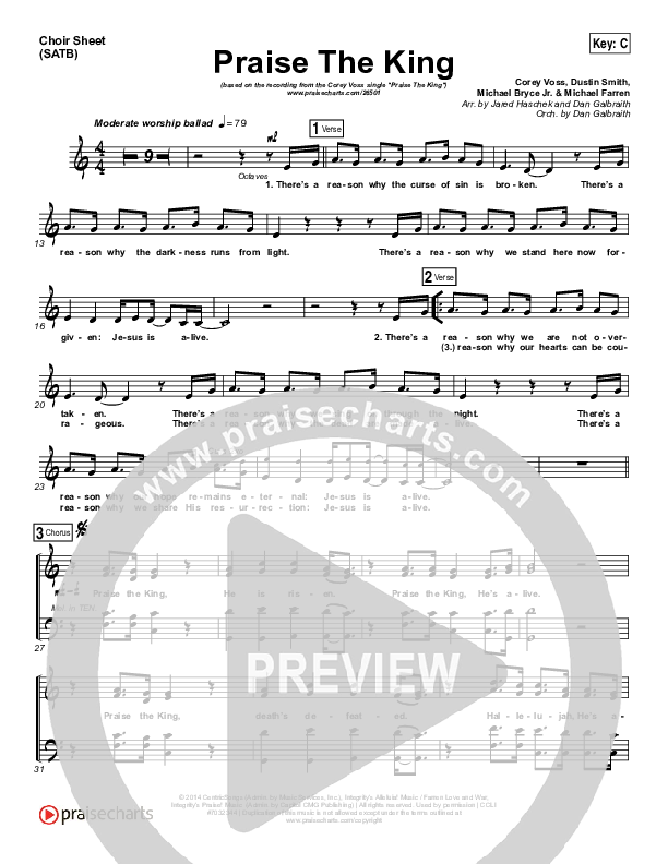 Praise The King Choir Sheet (SATB) (Corey Voss)