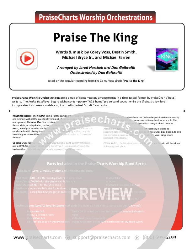 Praise The King Cover Sheet (Corey Voss)