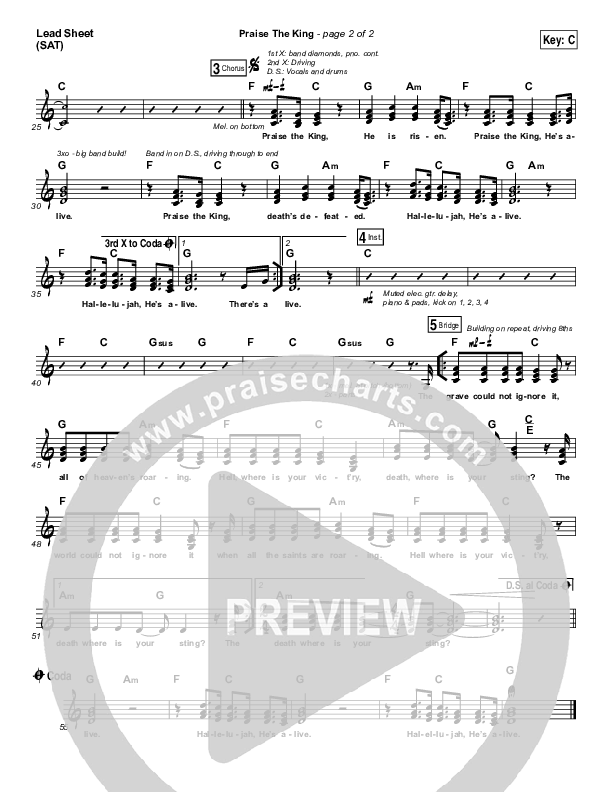 Praise The King Lead Sheet (SAT) (Corey Voss)