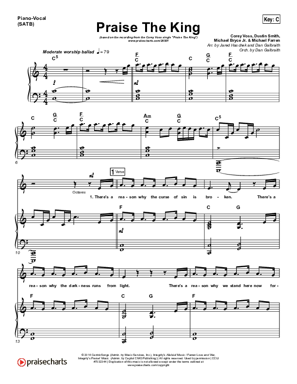 Praise The King Piano/Vocal (SATB) (Corey Voss)