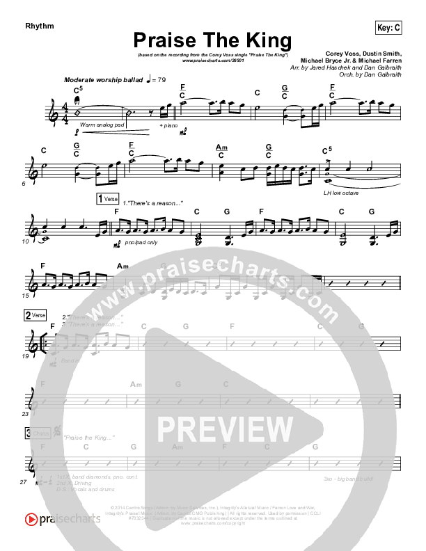 Praise The King Rhythm Chart (Corey Voss)