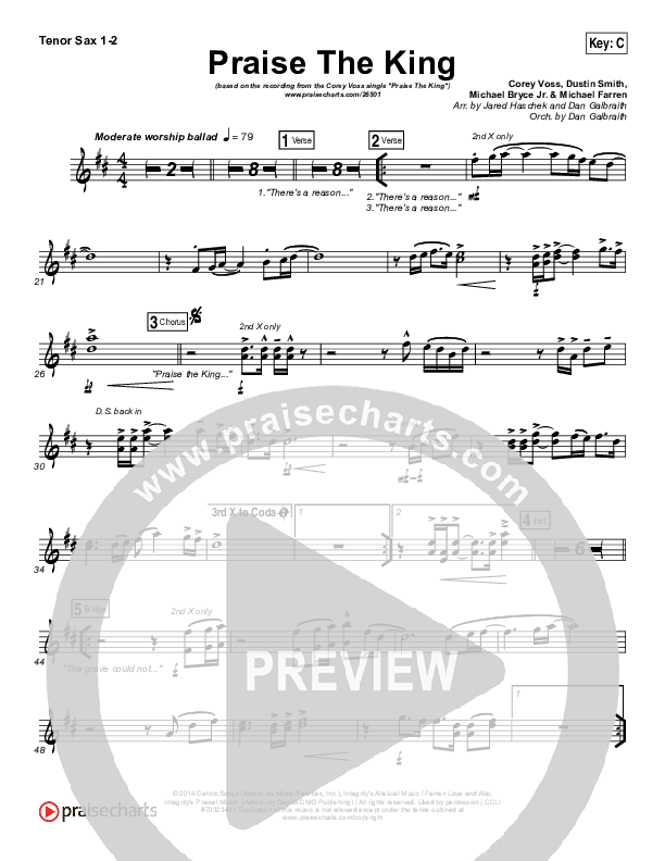 Praise The King Tenor Sax 1/2 (Corey Voss)