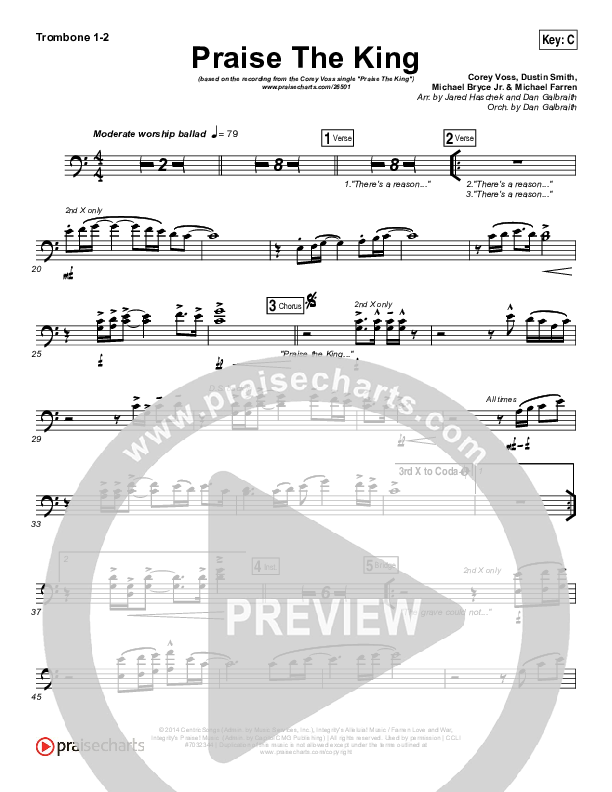 Praise The King Trombone 1/2 (Corey Voss)