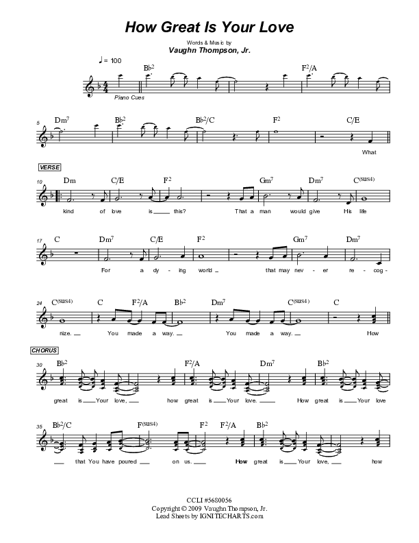 How Great Is Your Love Lead Sheet (Third Culture Worship)