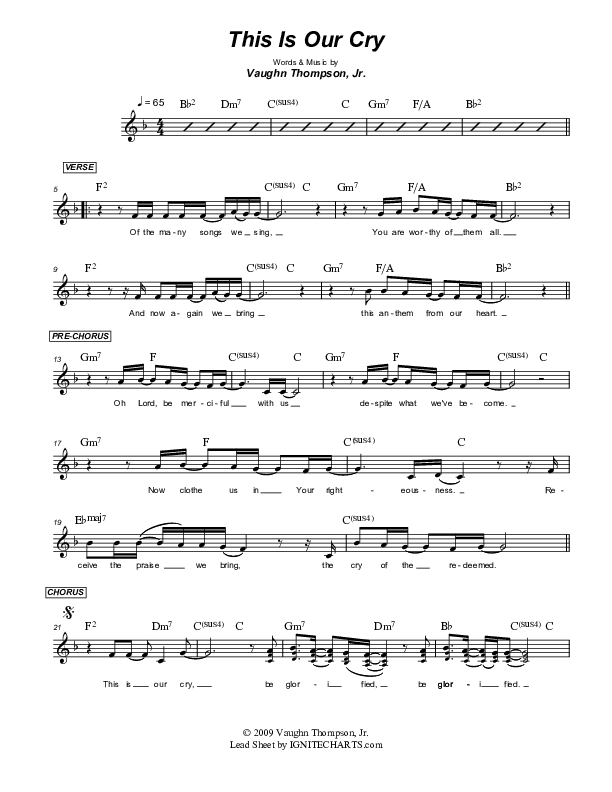 This Is Our Cry Lead Sheet (Third Culture Worship)