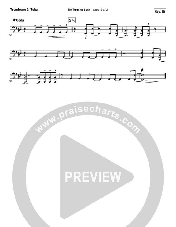 No Turning Back Trombone 3/Tuba (Brandon Heath)