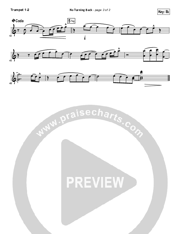 No Turning Back Trumpet 1,2 (Brandon Heath)