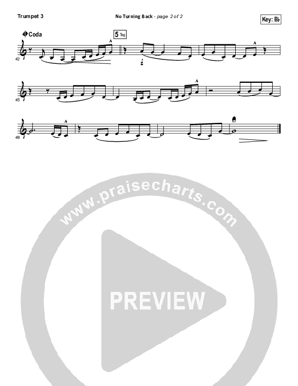 No Turning Back Trumpet 3 (Brandon Heath)