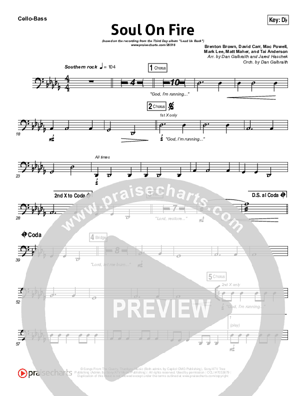 Soul On Fire Cello/Bass (Third Day)