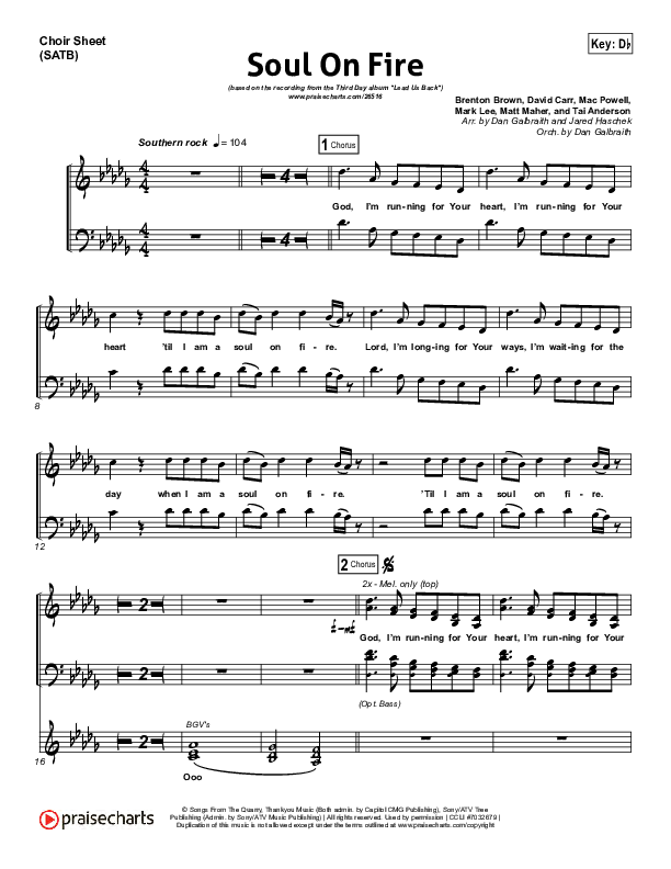 Soul On Fire Choir Vocals (SATB) (Third Day)