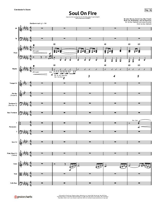 Soul On Fire Conductor's Score (Third Day)