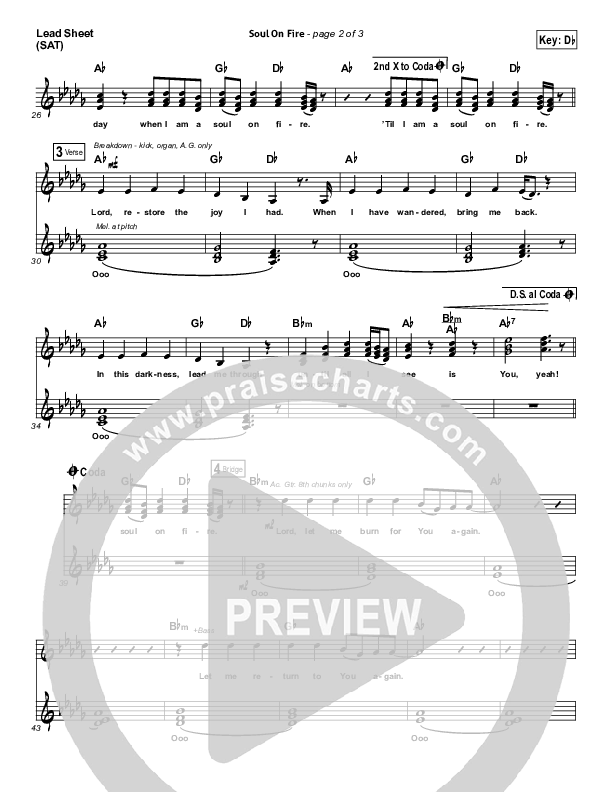 Soul On Fire Lead Sheet (SAT) (Third Day)
