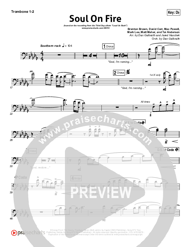 Soul On Fire Trombone 1/2 (Third Day)
