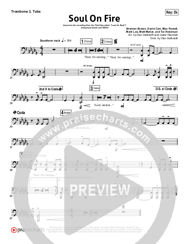 Soul On Fire Trombone 3/Tuba (Third Day)