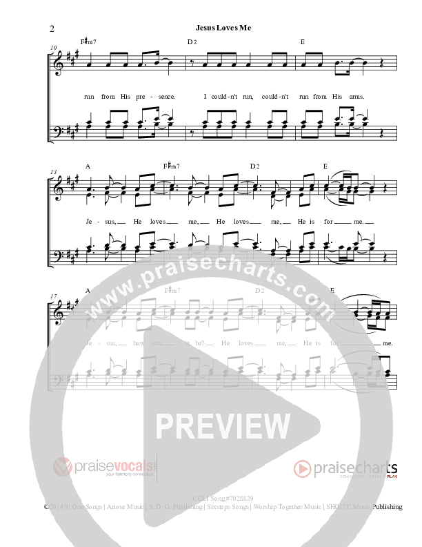 Jesus Loves Me Lead Sheet (PraiseVocals)