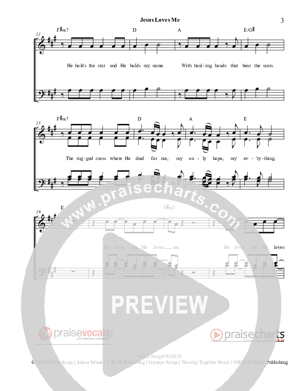 Jesus Loves Me Lead Sheet (PraiseVocals)