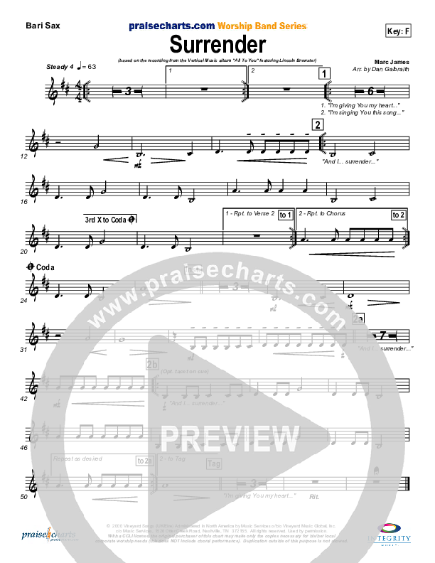 Surrender Bari Sax (Lincoln Brewster)