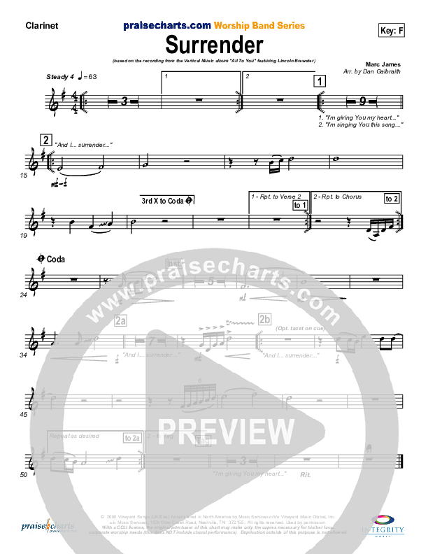 Surrender Clarinet (Lincoln Brewster)