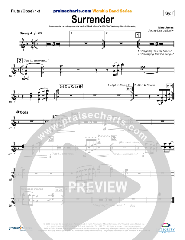Surrender Flute/Oboe 1/2/3 (Lincoln Brewster)