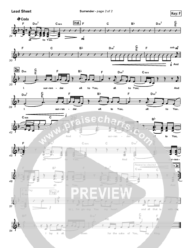 Surrender Lead Sheet (Lincoln Brewster)