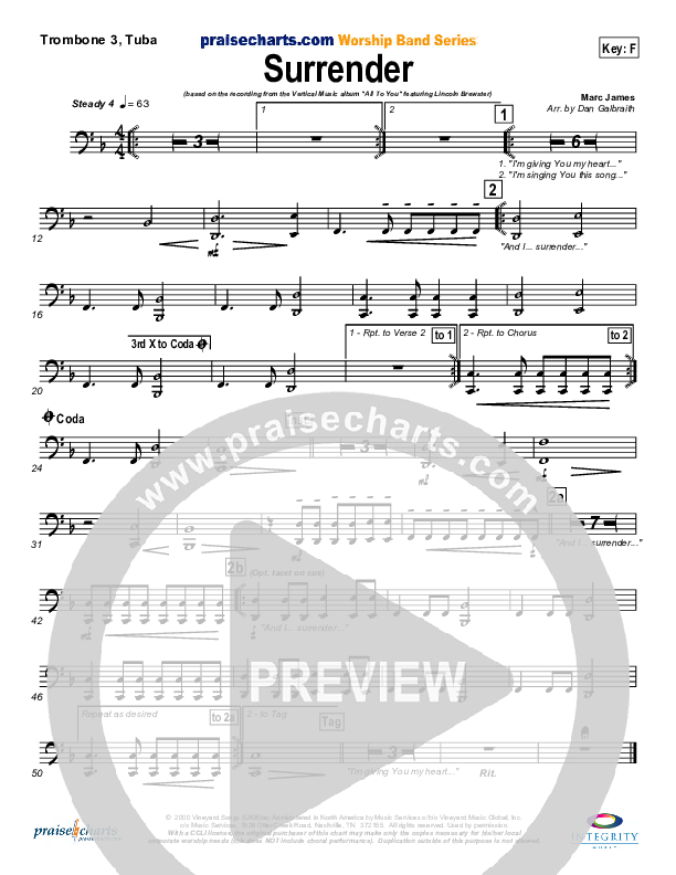 Surrender Trombone 3/Tuba (Lincoln Brewster)