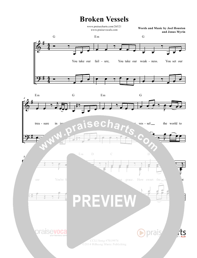 Broken Vessels Sheet Music PDF (PraiseVocals) PraiseCharts