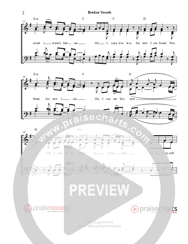 Broken Vessels (Amazing Grace) Lead Sheet (PraiseVocals)