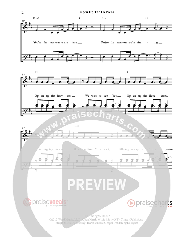 Open Up The Heavens Lead Sheet (PraiseVocals)