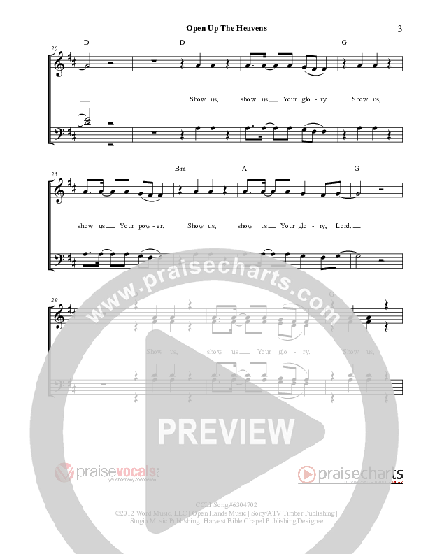 Open Up The Heavens Lead Sheet (PraiseVocals)