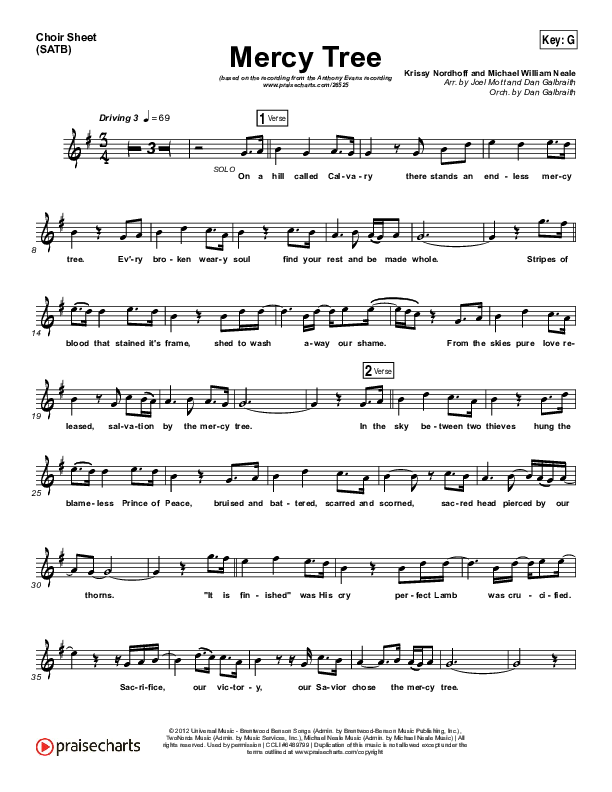 Mercy Tree Choir Sheet (SATB) (Anthony Evans)