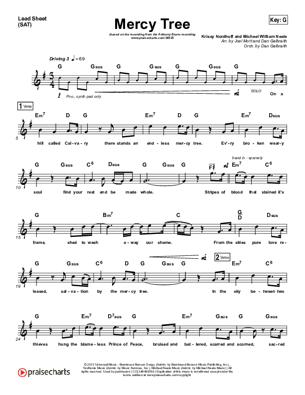 Mercy Tree Lead Sheet (SAT) (Anthony Evans)