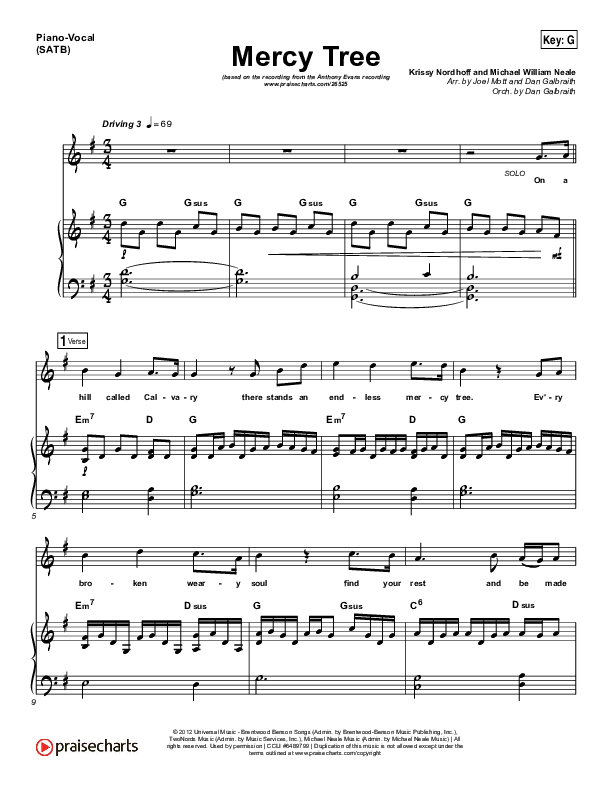 Mercy Tree Piano/Vocal (SATB) (Anthony Evans)